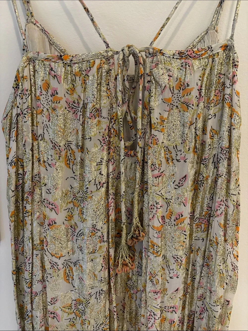 Zara floral gold shimmer maxi dress - Picture 4 of 5